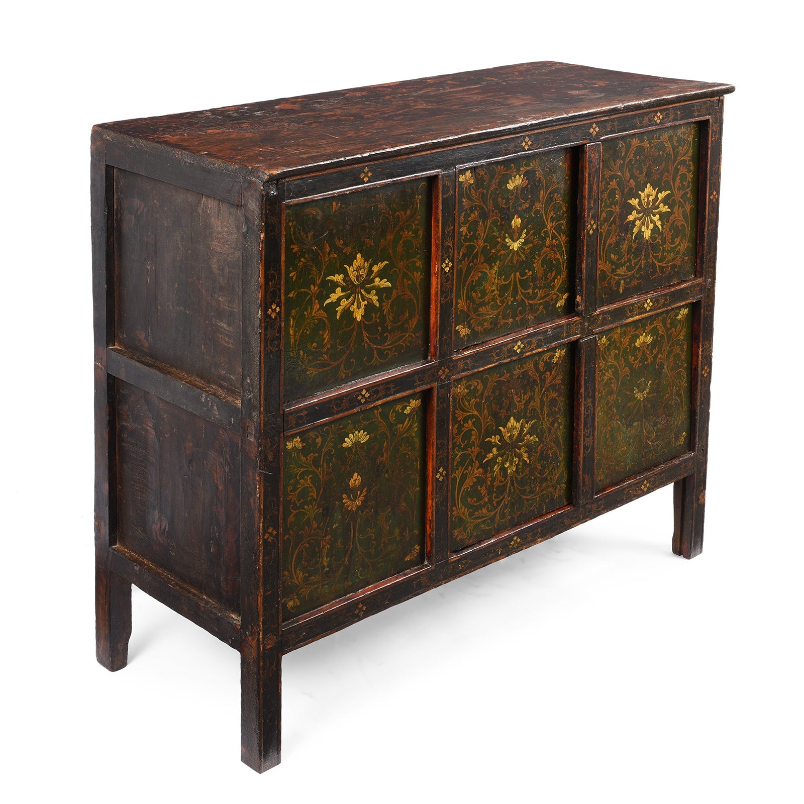 Green Painted Tibetan Altar Cabinet - 19th Century