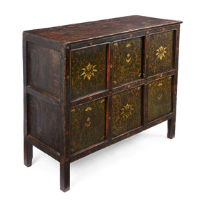 Green Painted Tibetan Altar Cabinet - 19th Century