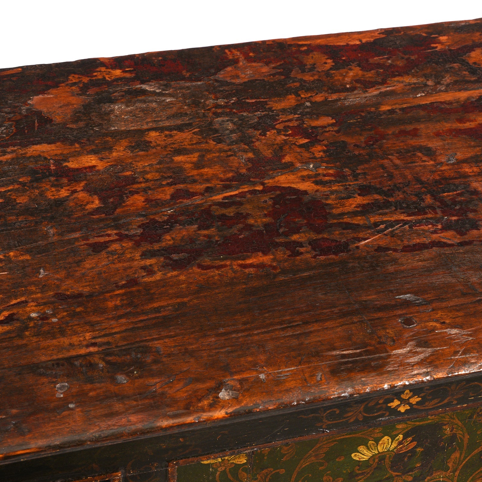 Green Painted Tibetan Altar Cabinet - 19th Century
