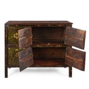 Green Painted Tibetan Altar Cabinet - 19th Century