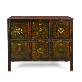 Green Painted Tibetan Altar Cabinet - 19th Century