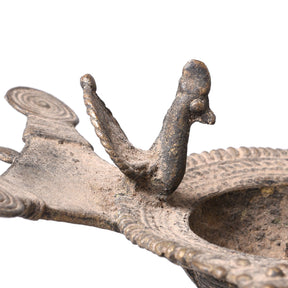Brass Dhokra Bastar Oil Lamp From Chhattisgarh - Ca 1910