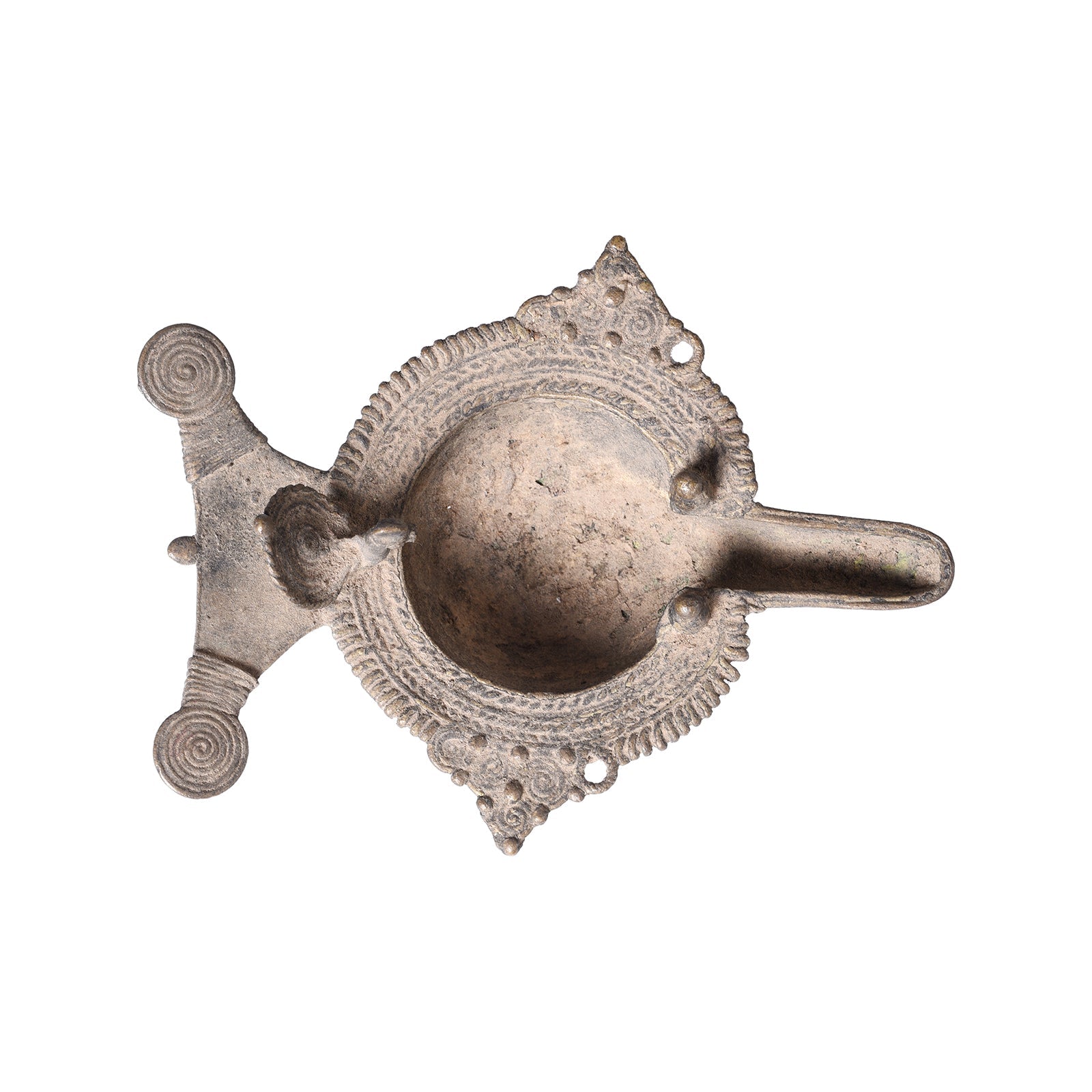 Brass Dhokra Bastar Oil Lamp From Chhattisgarh - Ca 1910