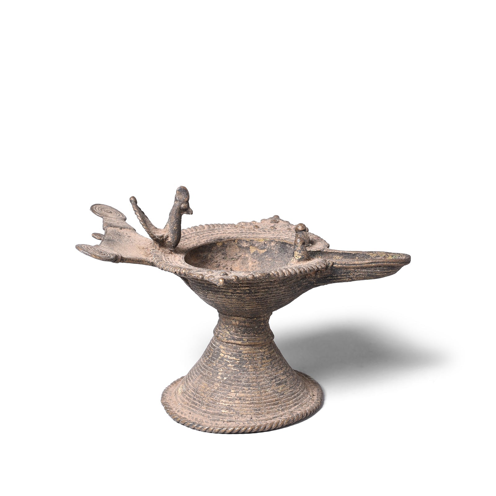 Brass Dhokra Bastar Oil Lamp From Chhattisgarh - Ca 1910