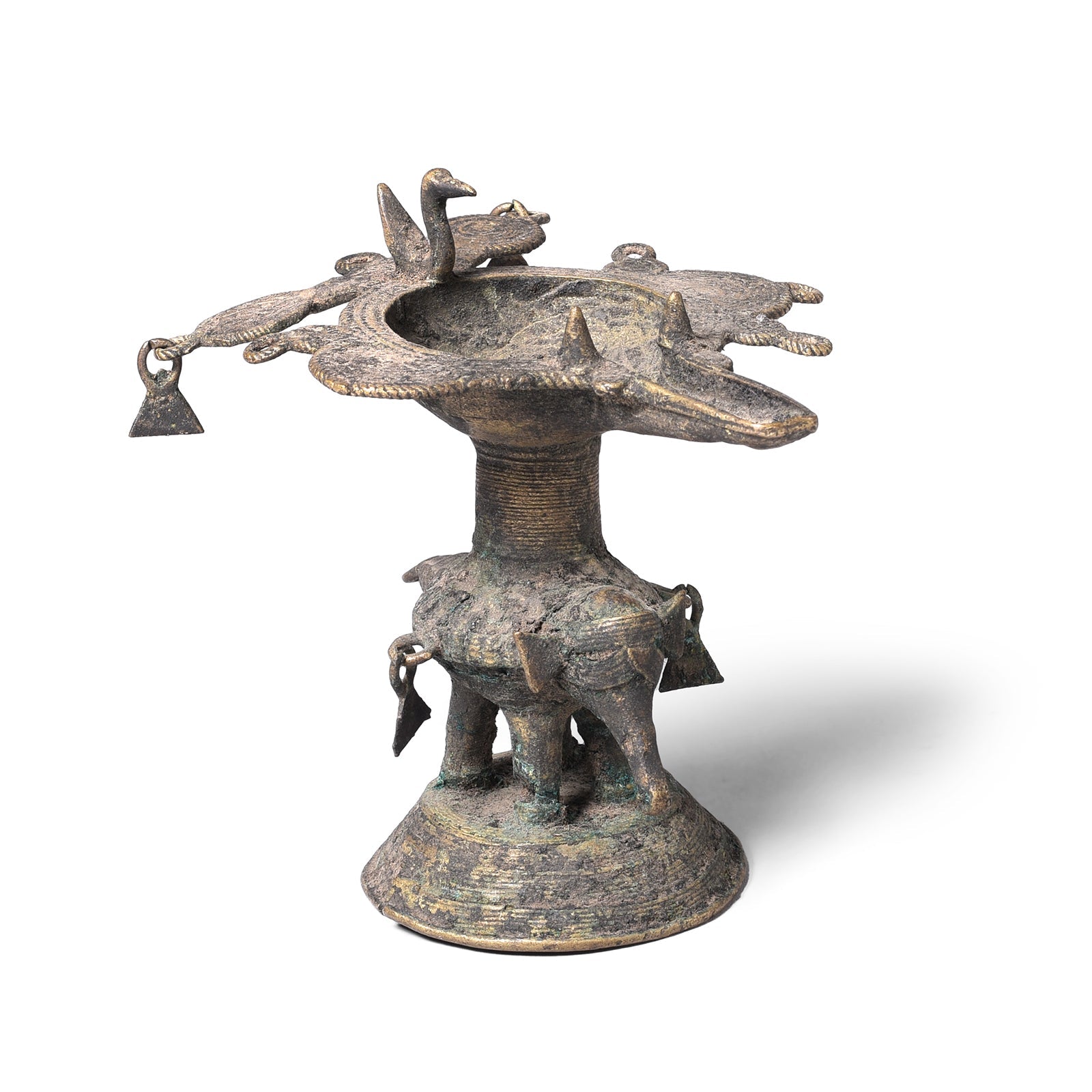 Brass Dhokra Bastar Oil Lamp - Ca 1910