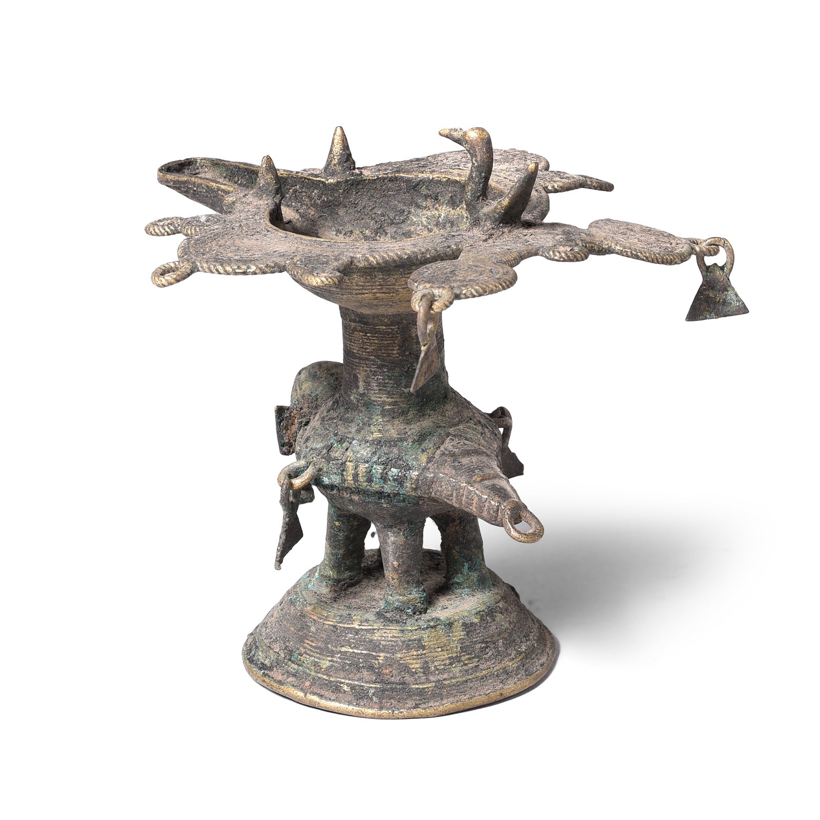 Brass Dhokra Bastar Oil Lamp - Ca 1910