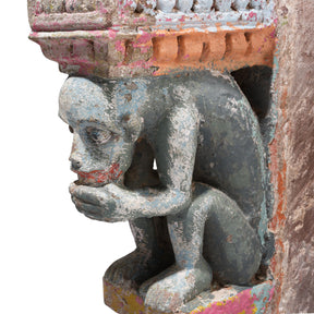 Pair Of Painted Stone Monkey Brackets From Gujarat - 18th Century
