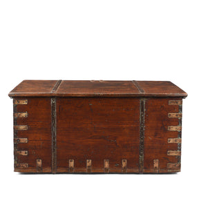 Brass Bound Teak Chest From Gujarat - 19th Century (With Secret Compartment)