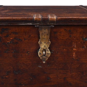 Brass Bound Teak Chest From Gujarat - 19th Century (With Secret Compartment)