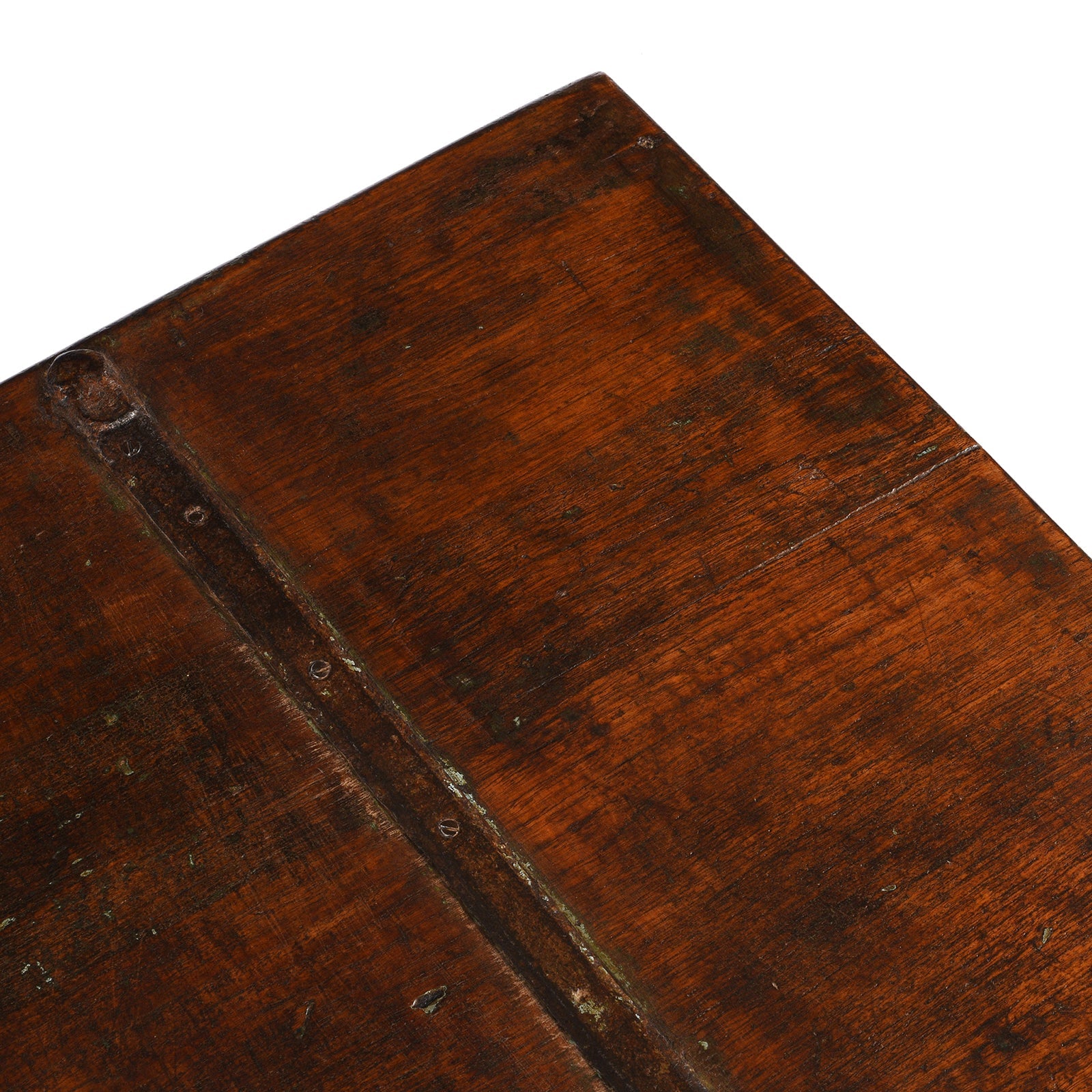 Brass Bound Teak Chest From Gujarat - 19th Century (With Secret Compartment)