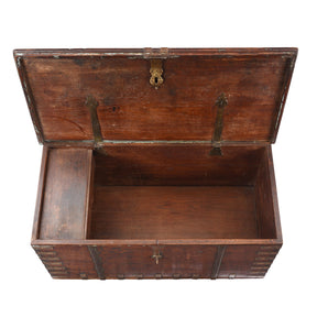 Brass Bound Teak Chest From Gujarat - 19th Century (With Secret Compartment)