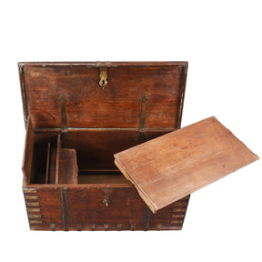 Brass Bound Teak Chest From Gujarat - 19th Century (With Secret Compartment)
