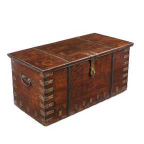 Brass Bound Teak Chest From Gujarat - 19th Century (With Secret Compartment)