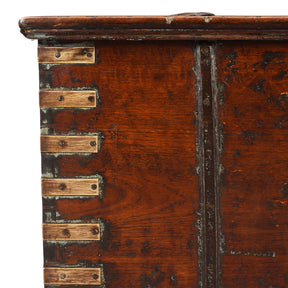 Brass Bound Teak Chest From Gujarat - 19th Century (With Secret Compartment)