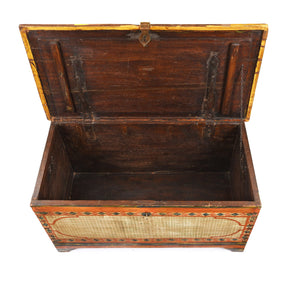 Yellow Painted Teak Chest From Gujarat - 1920