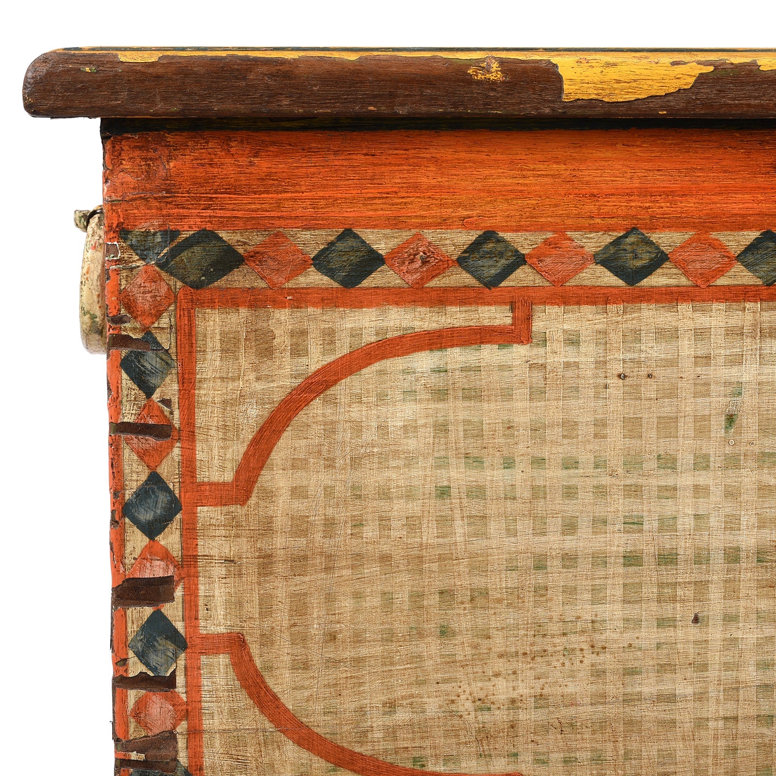Yellow Painted Teak Chest From Gujarat - 1920