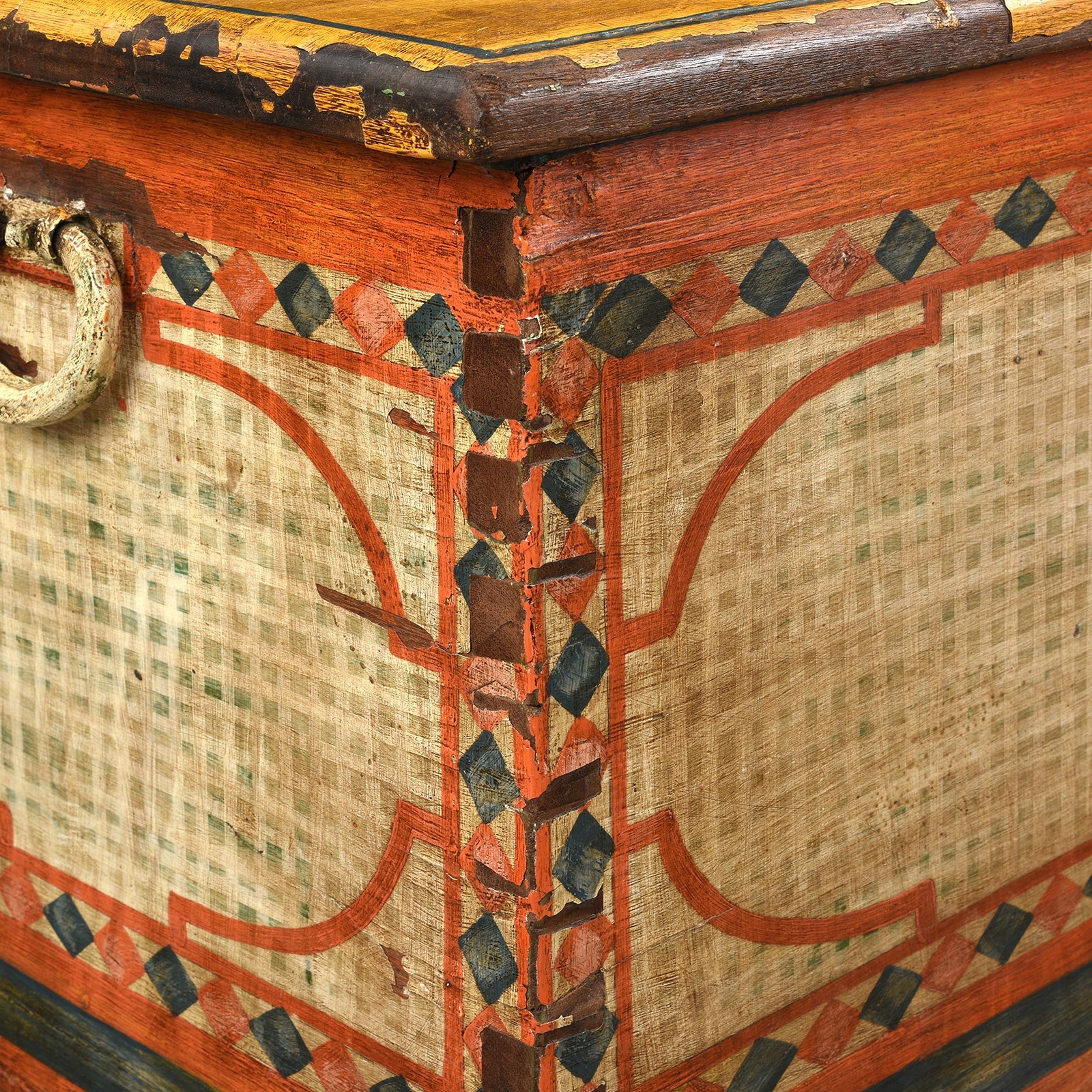 Yellow Painted Teak Chest From Gujarat - 1920