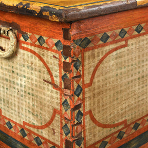 Yellow Painted Teak Chest From Gujarat - 1920