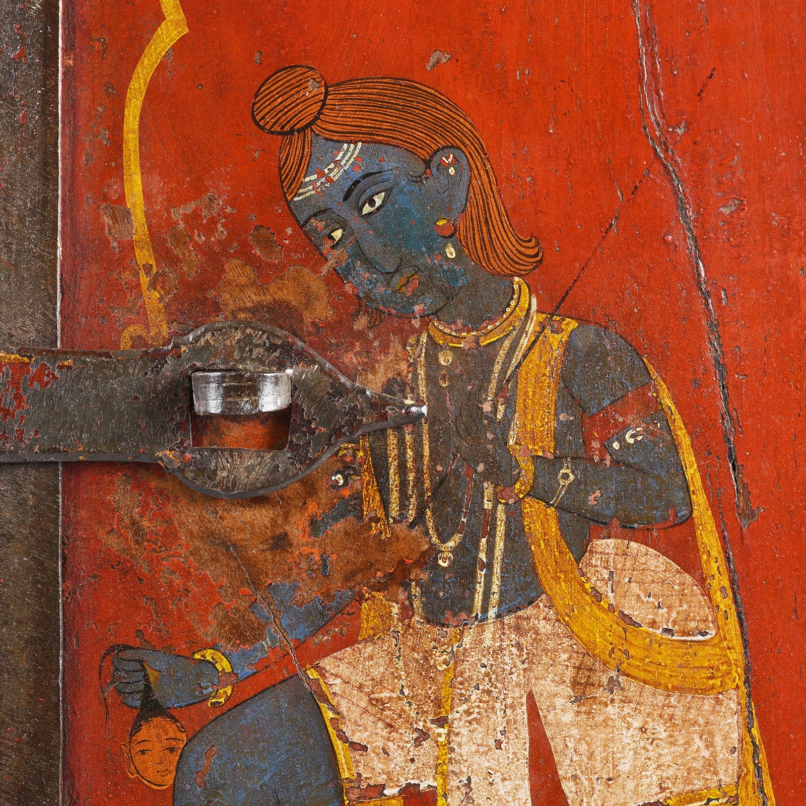 Painted Hanuman Bhairava Shutters From Bikaner - Ca 1900