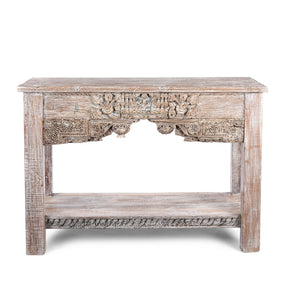 Reclaimed Teak Console Table With Painted Finish