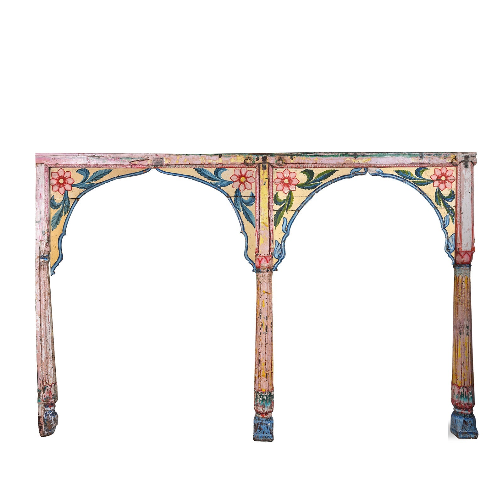 Painted Teak Double Arch From Maharashtra - 19th Century