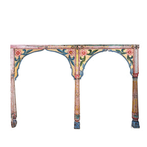 Painted Teak Double Arch From Maharashtra - 19th Century