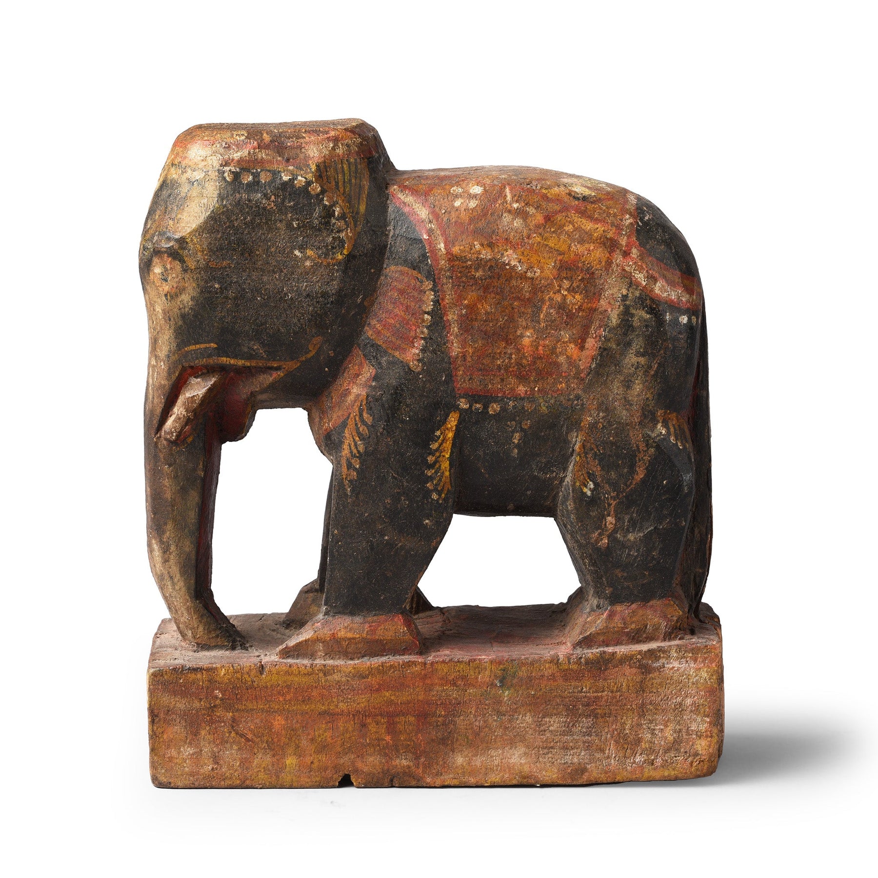 Painted Wooden Elephant From Orissa - Ca 1920