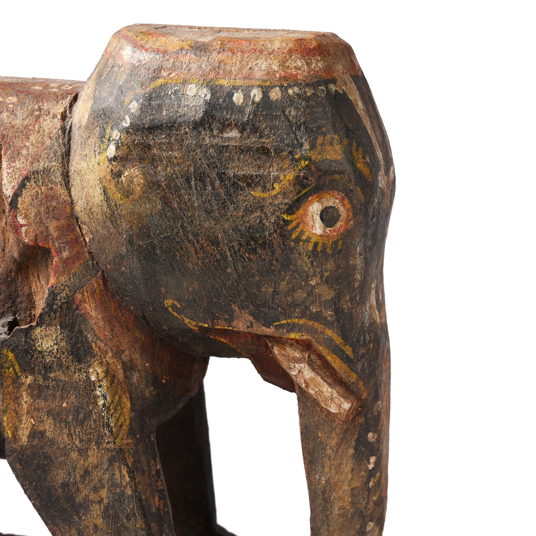 Painted Wooden Elephant From Orissa - Ca 1920