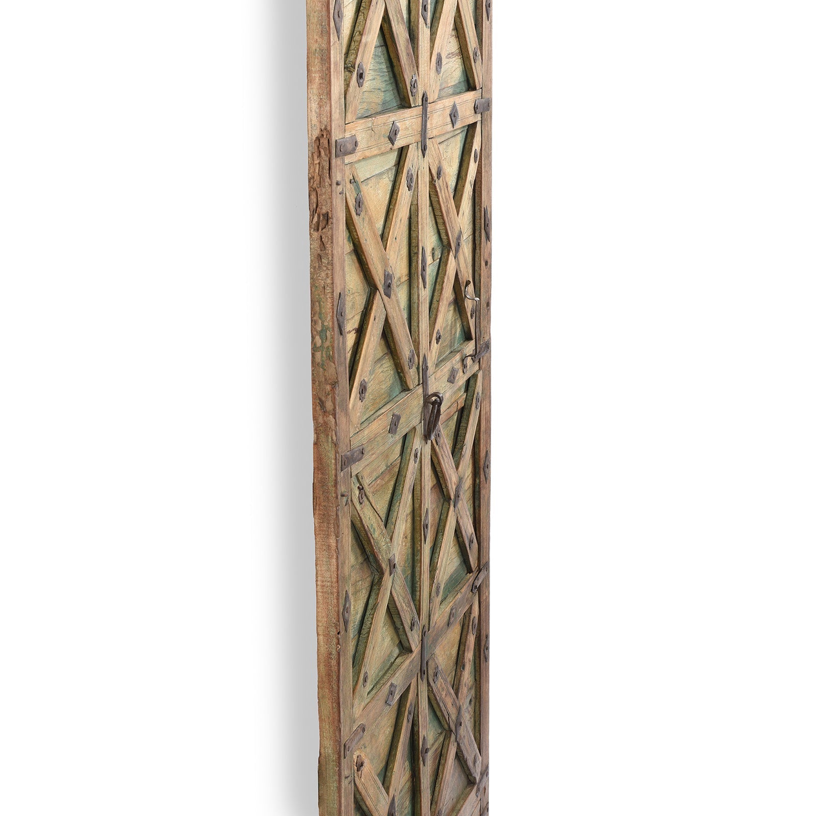 Green Painted Stick Door From Jaisalmer - 19th Century