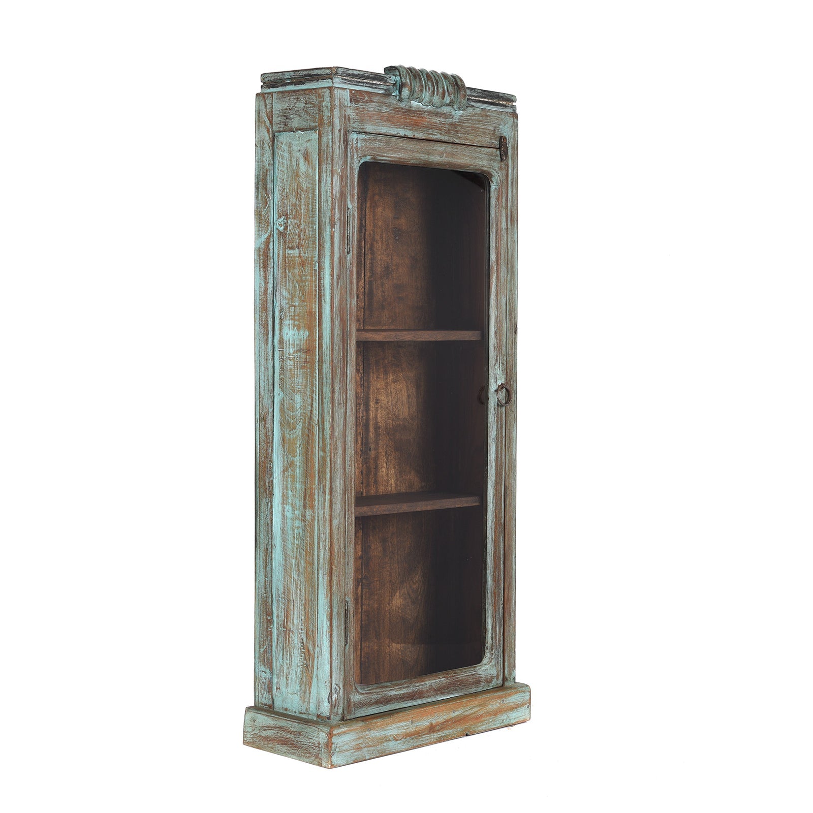 Green Painted Glazed Wall Cabinet - Ca 1920