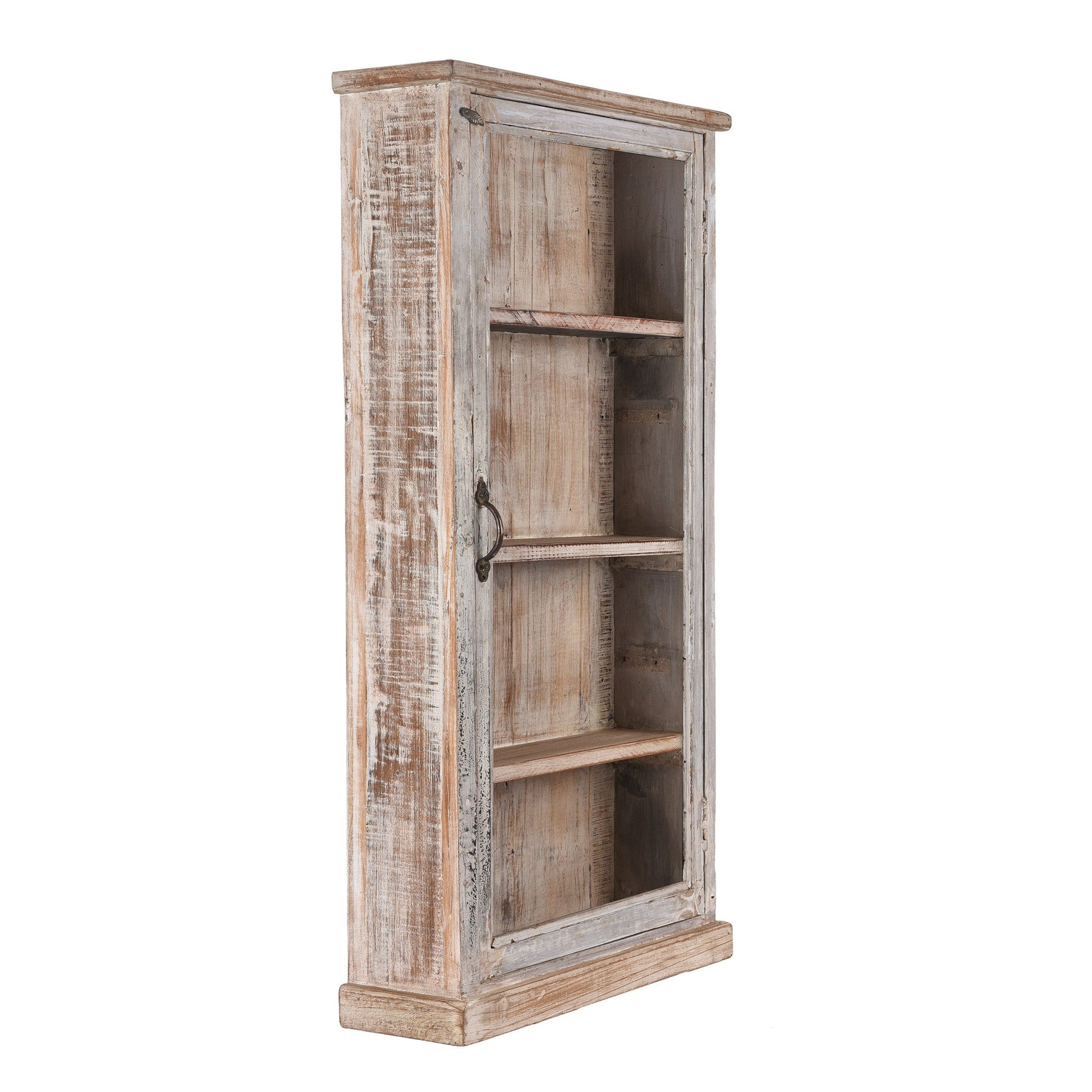 White Painted Glazed Wall Cabinet - Ca 1920
