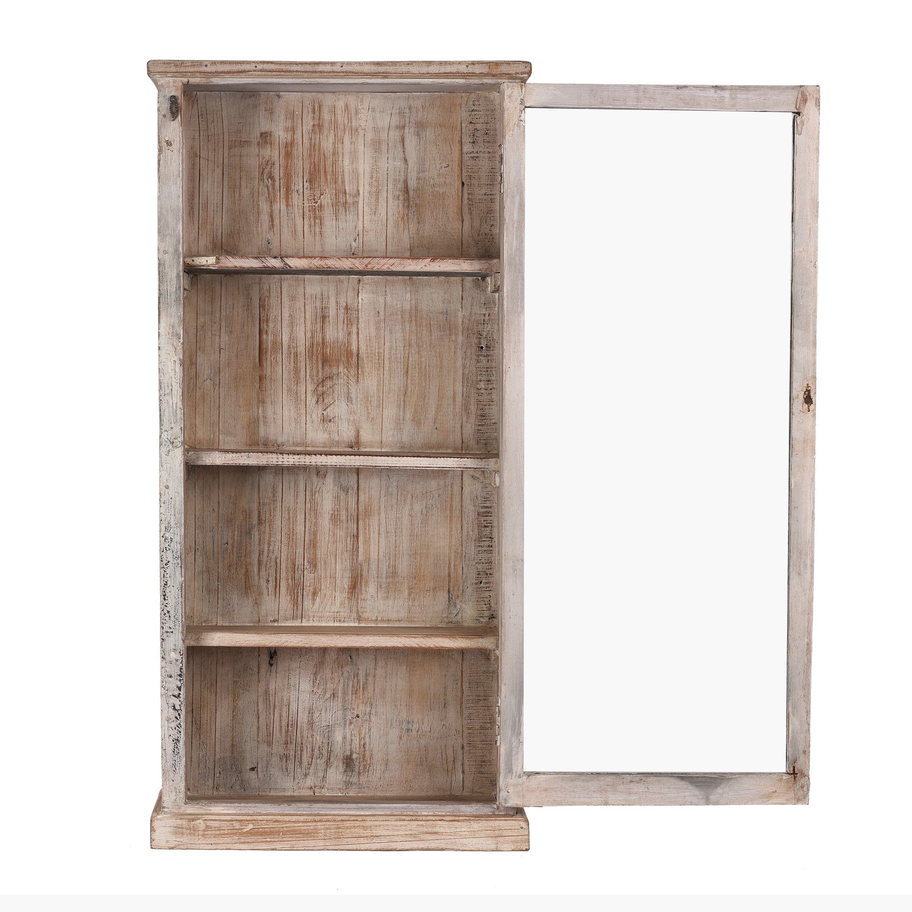 White Painted Glazed Wall Cabinet - Ca 1920
