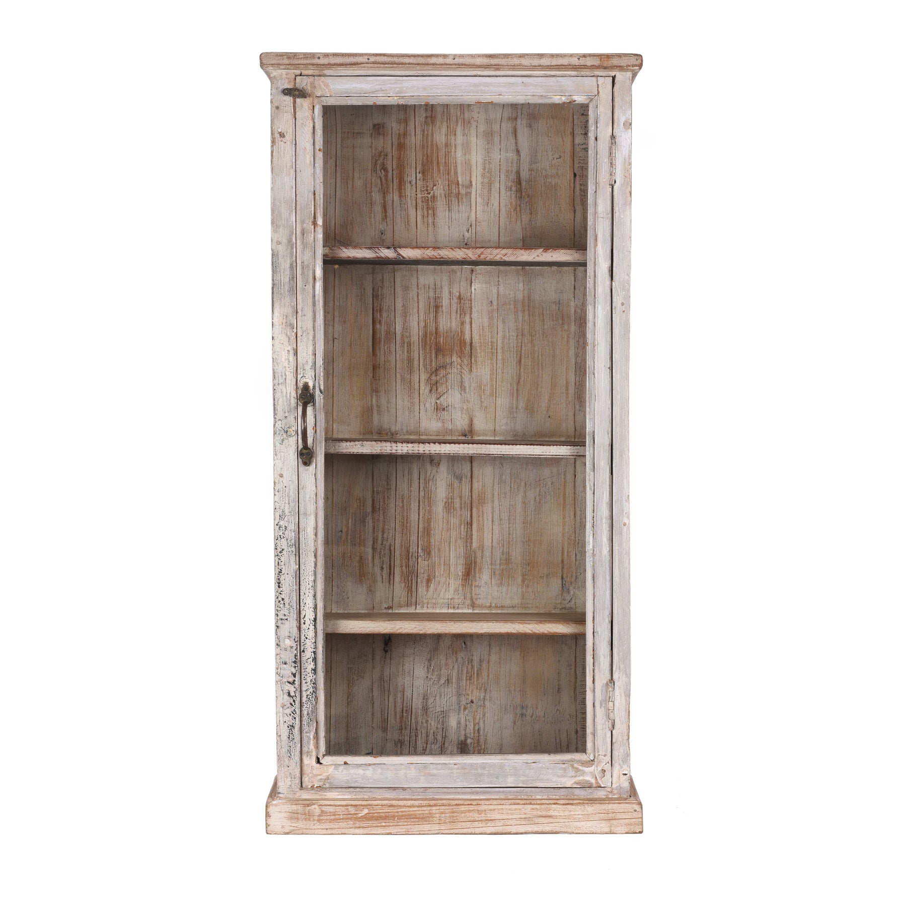 White Painted Glazed Wall Cabinet - Ca 1920