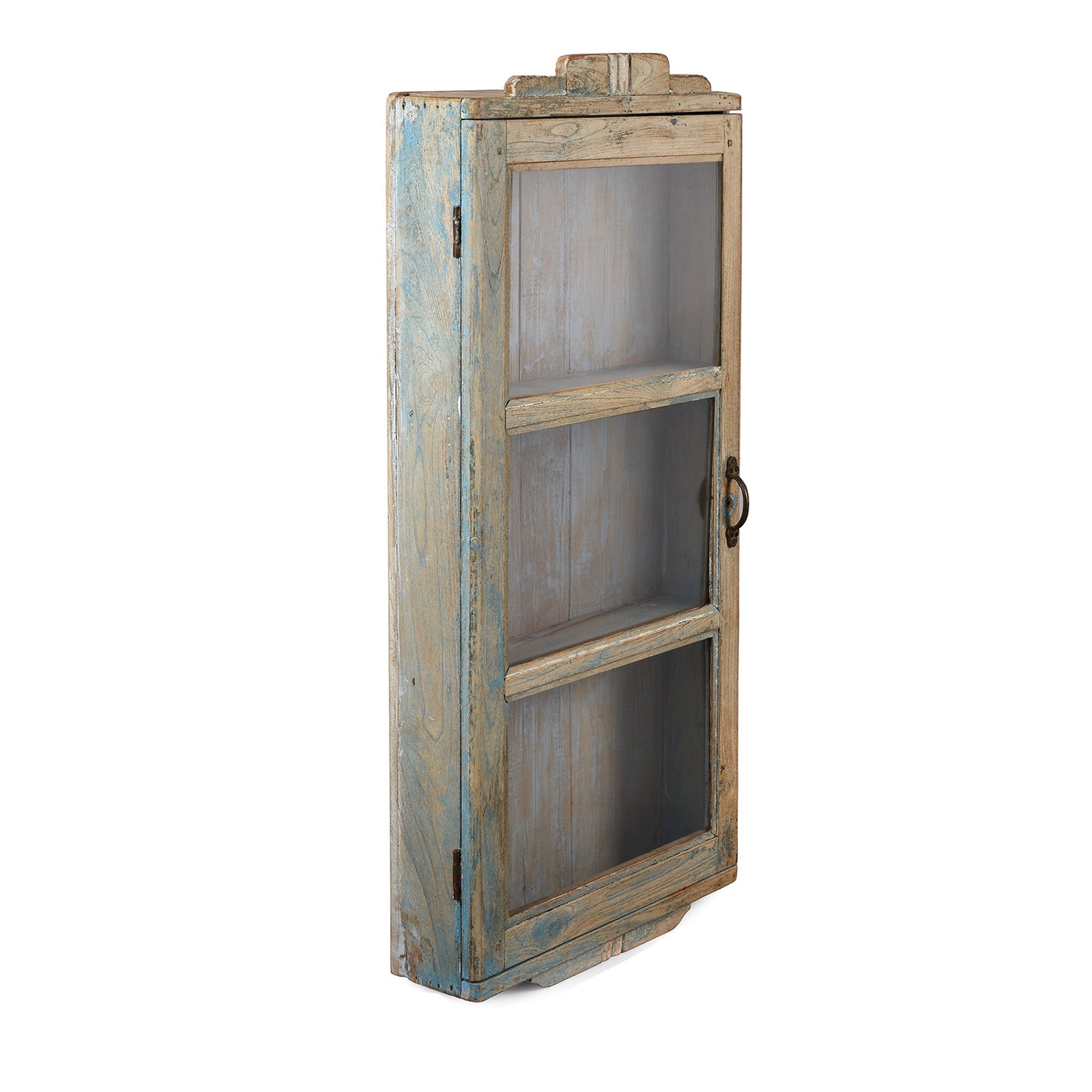 Painted Teak Glazed Tall Wall Cabinet - Ca 1920