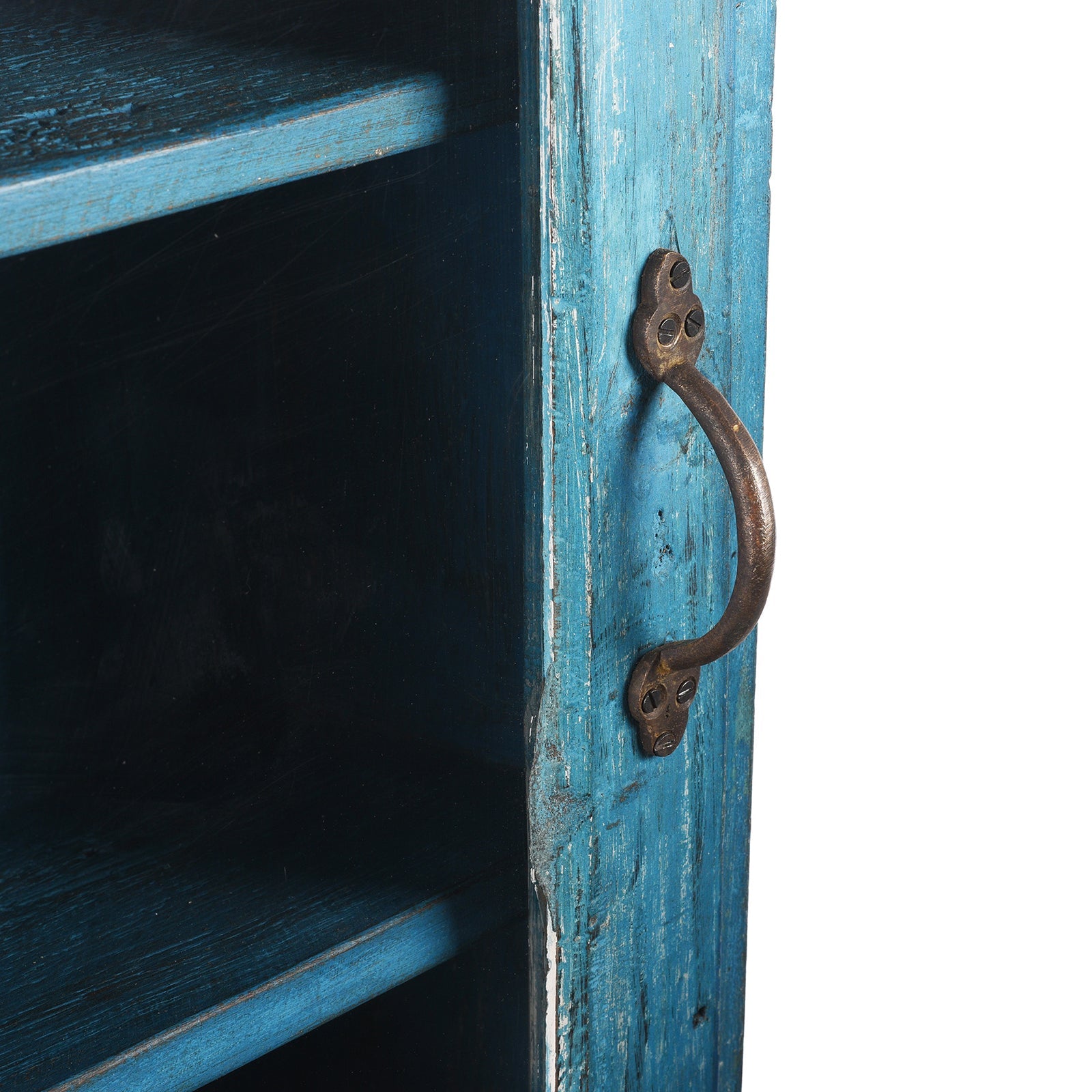 Blue Painted Glazed Wall Cabinet - Ca 1920