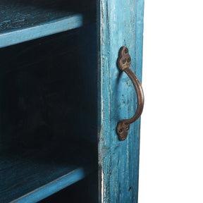 Blue Painted Glazed Wall Cabinet - Ca 1920
