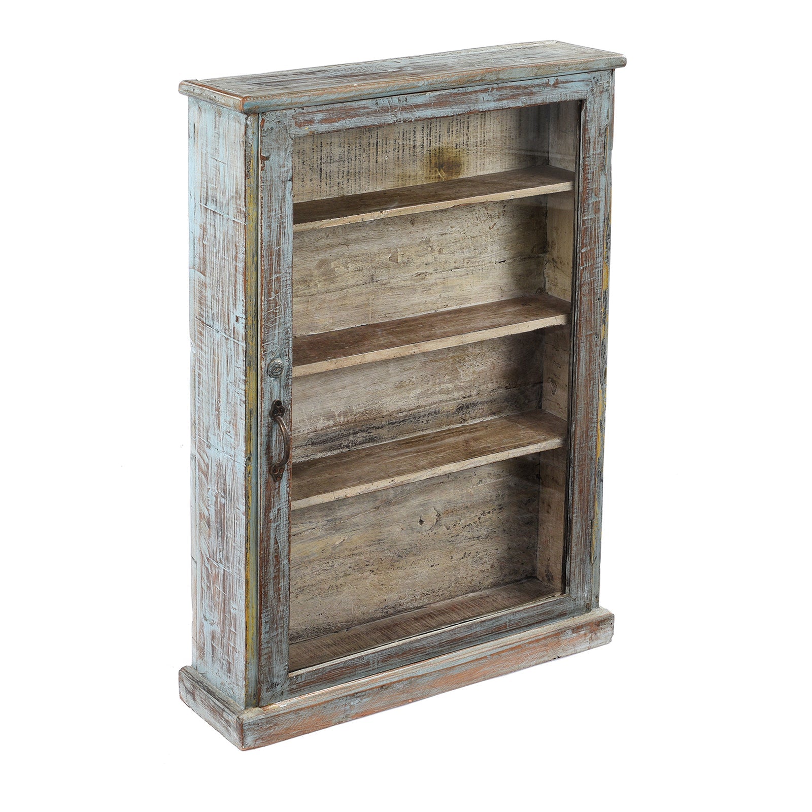 Painted Teak Glazed Wall Cabinet - Ca 1920