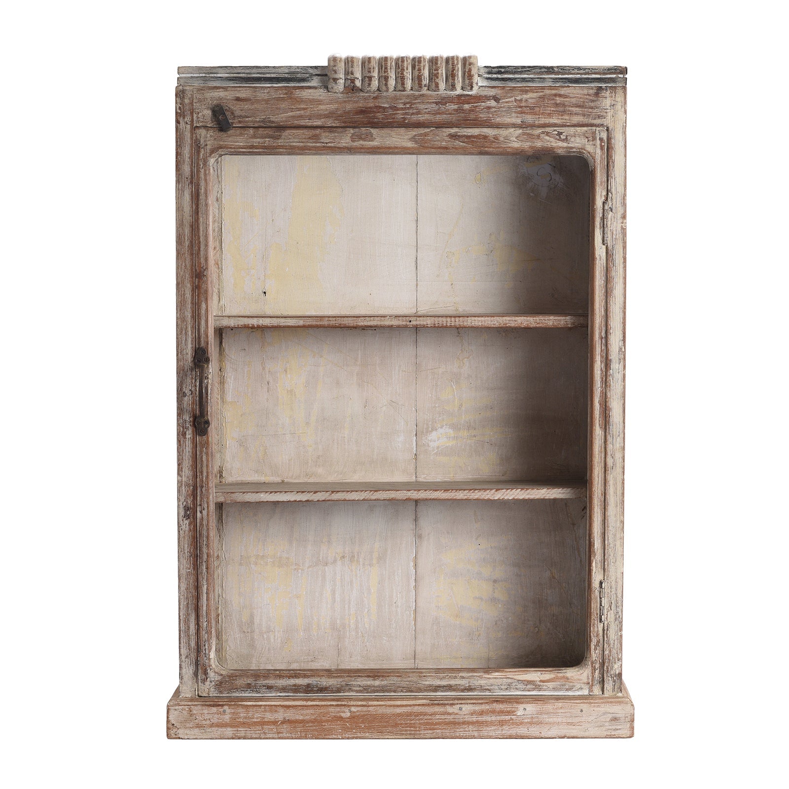 Painted Teak Glazed Tall Wall Cabinet - Ca 1920