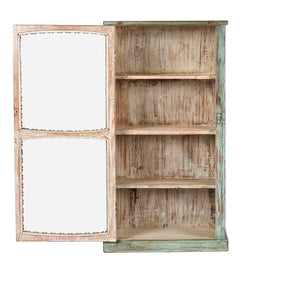 Green Painted Glazed Wall Cabinet - Ca 1920