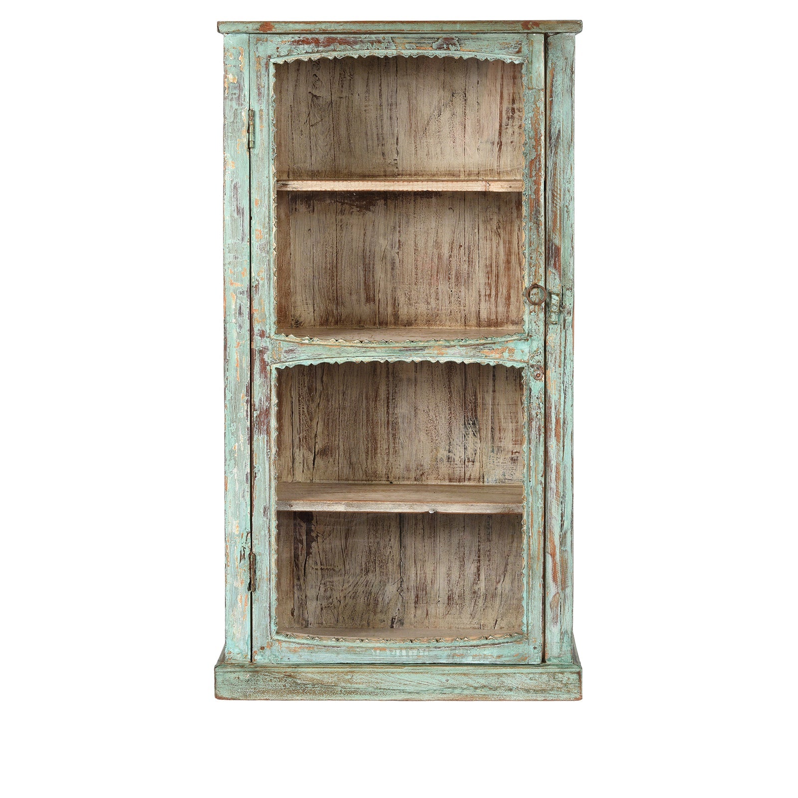 Green Painted Glazed Wall Cabinet - Ca 1920