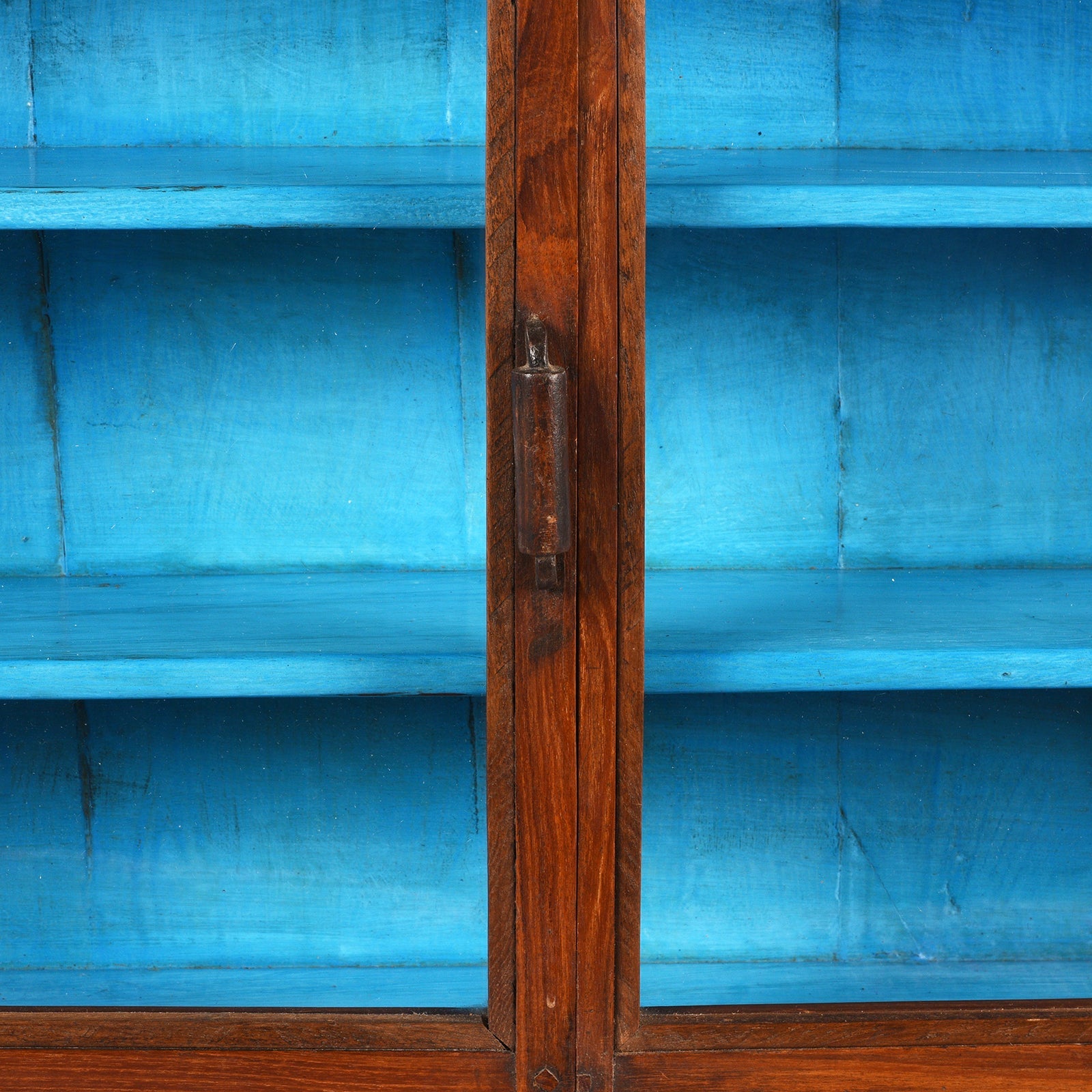 Wide Teak Glazed Wall Cabinet - Ca 1920