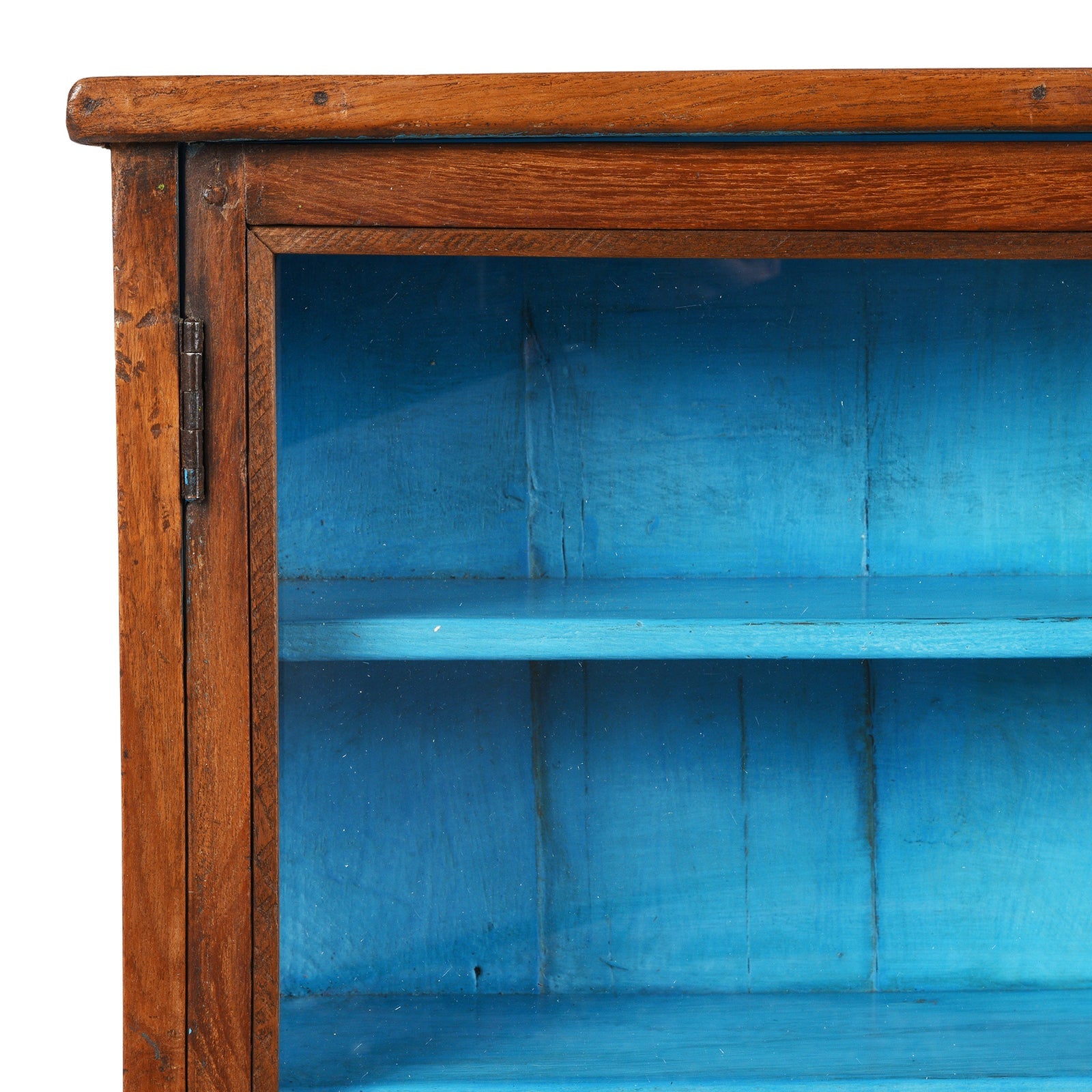 Wide Teak Glazed Wall Cabinet - Ca 1920