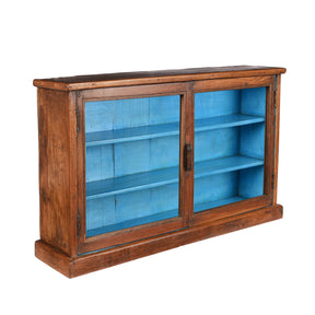 Wide Teak Glazed Wall Cabinet - Ca 1920