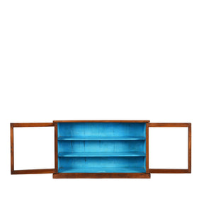 Wide Teak Glazed Wall Cabinet - Ca 1920