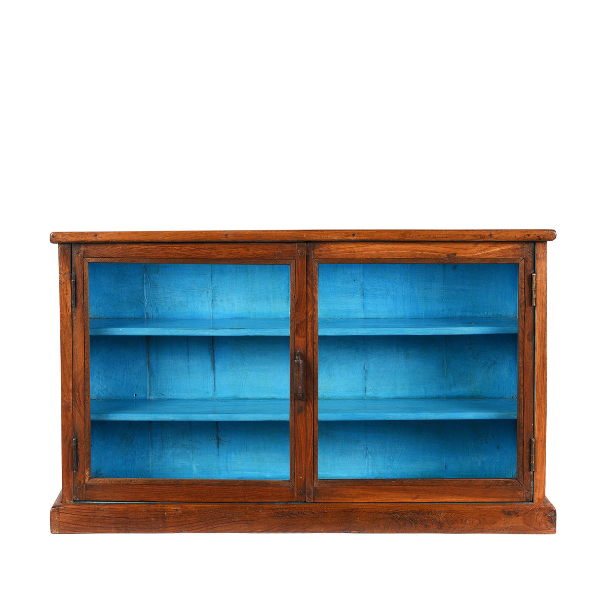 Wide Teak Glazed Wall Cabinet - Ca 1920