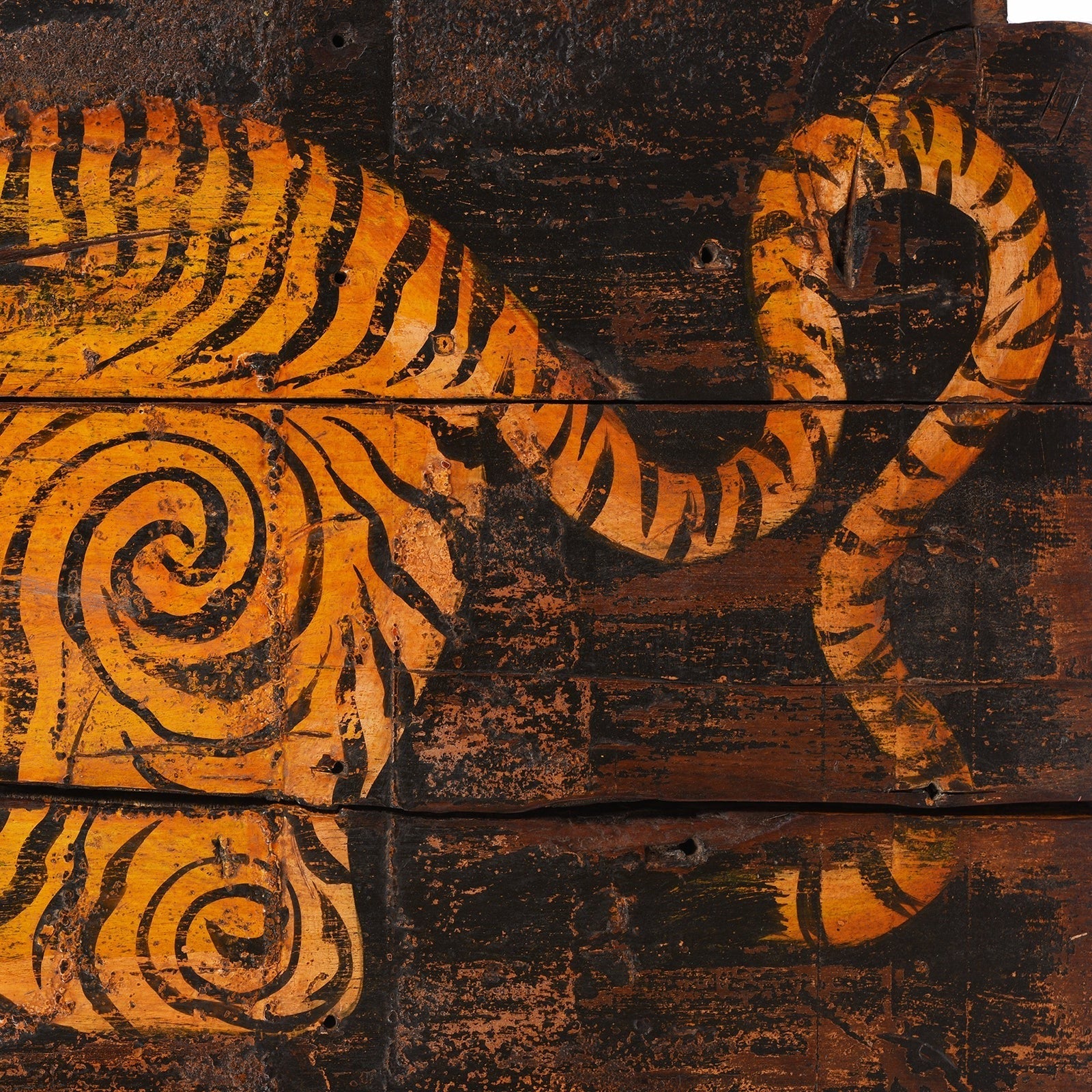 Vintage Painted Indian Tiger Panel