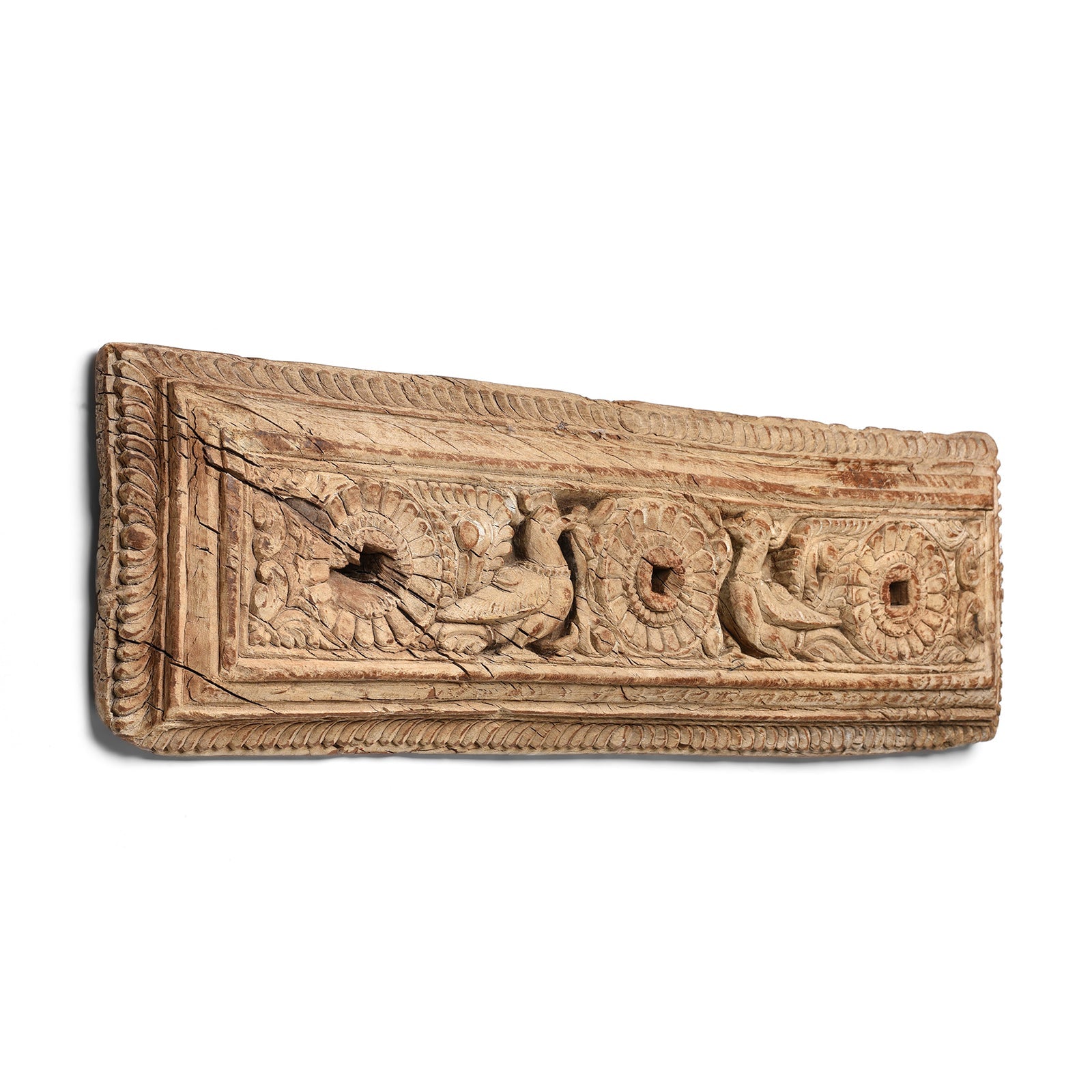 Bleached Teak Peacock Panel - 19th Century