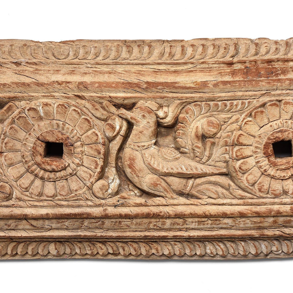 Bleached Teak Peacock Panel - 19th Century