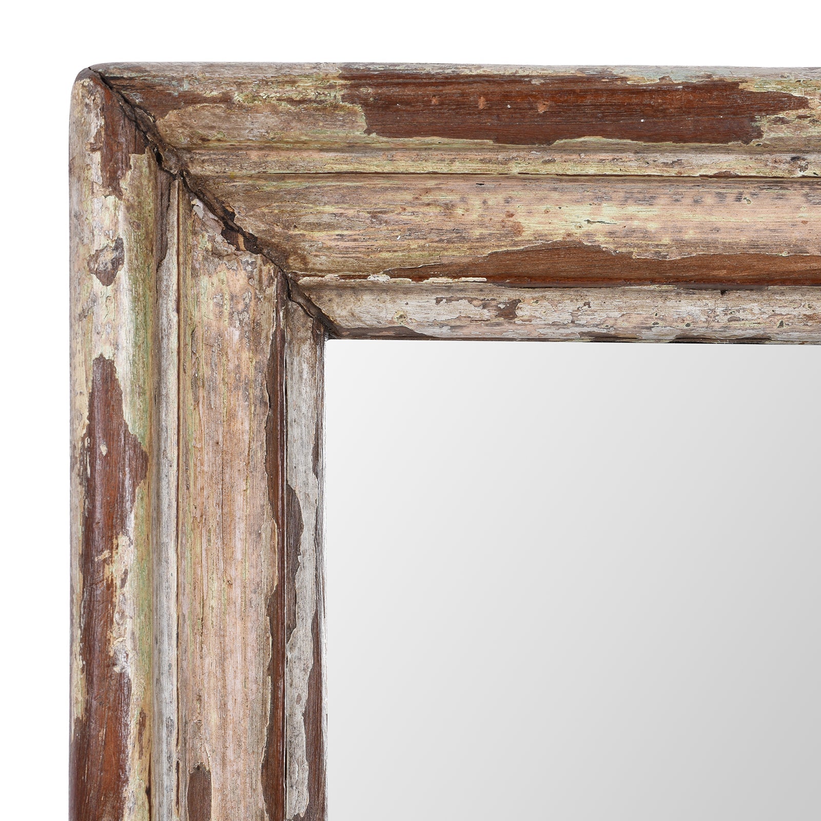 Small Rustic Painted Mirror Made From Old Architectural Teak