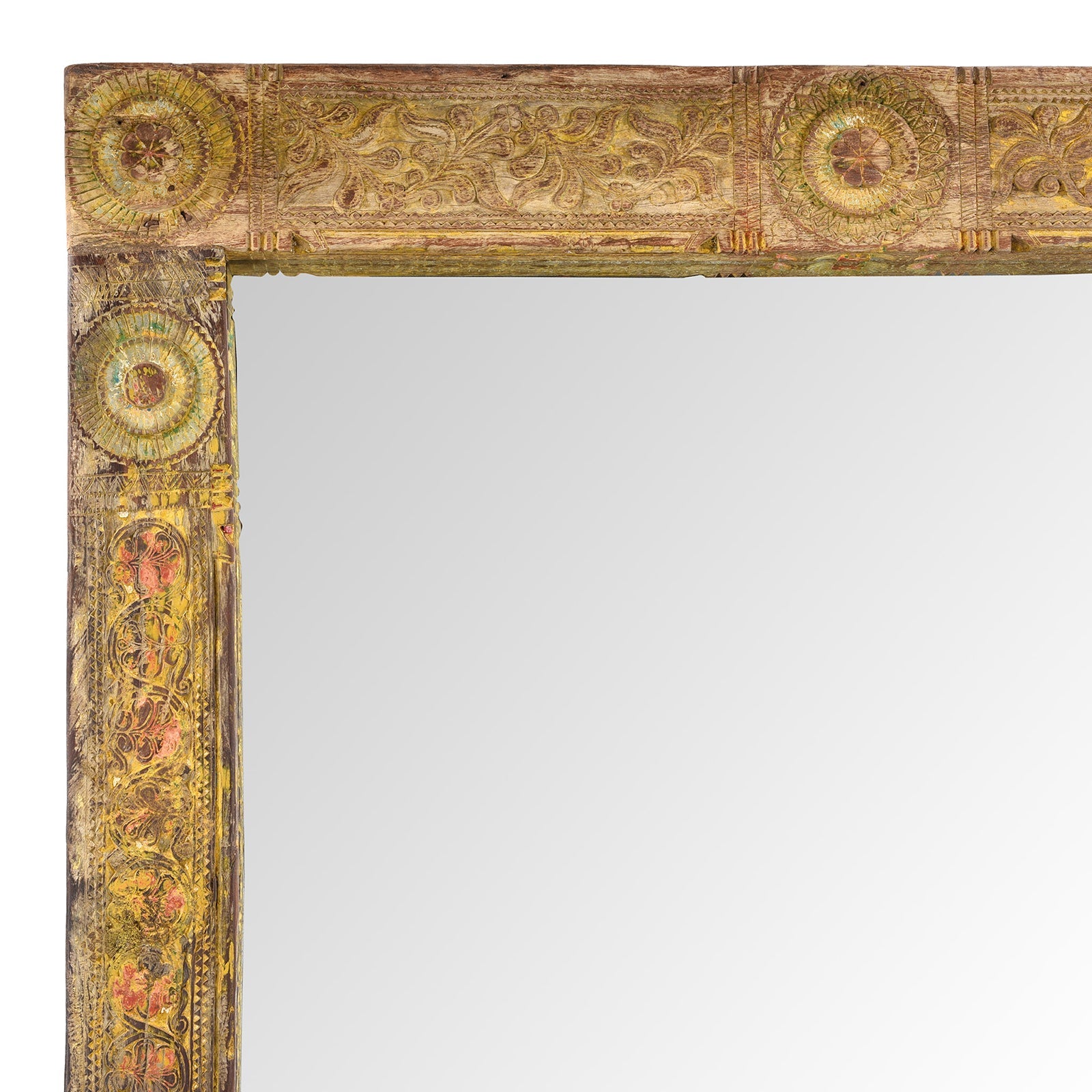 Painted Door Mirror From Andhra Pradesh - Late 19th Century